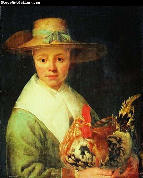 Jacob Gerritsz Cuyp A Girl with a Rooster